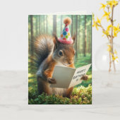 Grappige verjaardag eekhoorn met verjaardagskaart kaart (Gele Bloem)