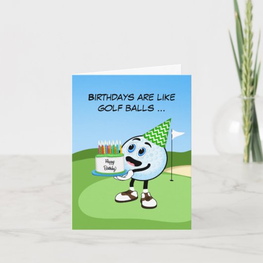 Grappige verjaardag golfbal wensen kaart (Voorkant)