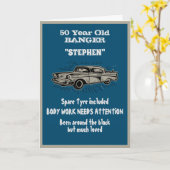 Grappige verjaardag grap krijgen oude vintage auto kaart (Gele Bloem)