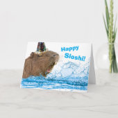 Grappige verjaardag Happy Sloshi Capybara Kaart (Voorkant)