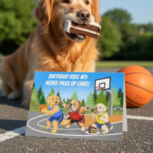 Grappige Verjaardag Honden Spelen Basketbal Taart Kaart