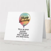 Grappige verjaardag ik ben blij dat je bent gebore kaart (Voorkant)