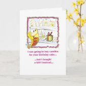 Grappige verjaardag: ik wilde kaarsen kopen kaart (Gele Bloem)