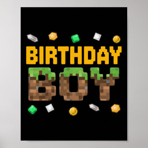 Grappige Verjaardag Jongen Videospel Pixel Nummer  Poster