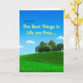 Grappige Verjaardag Kaart als het geven van contan (Gele Bloem)