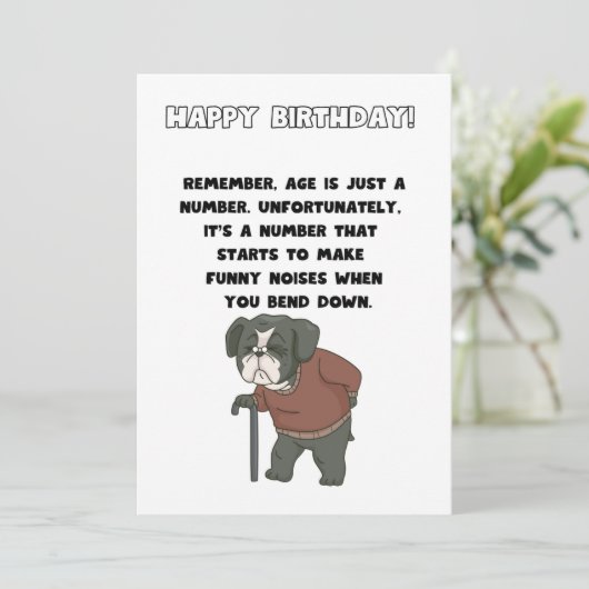 Grappige verjaardag Kaart - leeftijd is slechts ee (Staand voorkant)