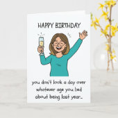 Grappige Verjaardag Kaart - Liegen over leeftijd (Gele Bloem)