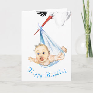 Grappige Verjaardag Kaart Ooievaar Dragen Baby