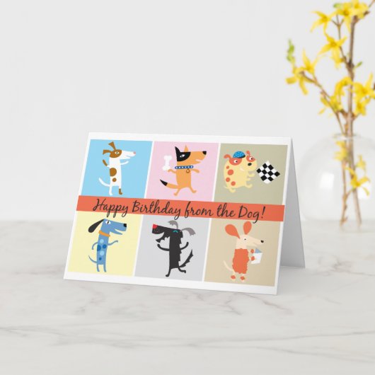 Grappige verjaardag Kaart van de hond (Gele Bloem)