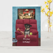 Grappige verjaardag Kaart van een hond (Gele Bloem)