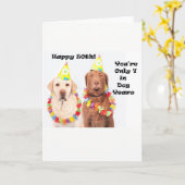 Grappige Verjaardag Kaart voor 50e voor Hondenlief (Gele Bloem)
