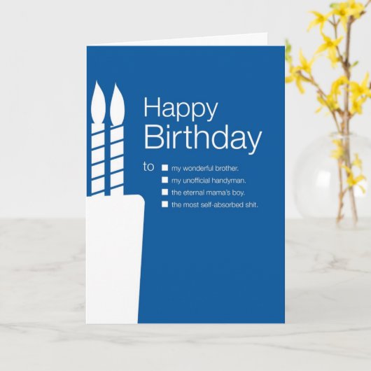 Grappige verjaardag Kaart voor broeder (Gele Bloem)