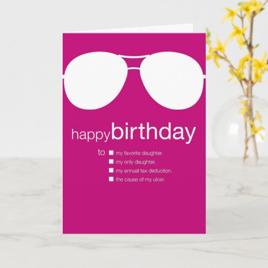 Grappige verjaardag Kaart voor dochter (Gele Bloem)