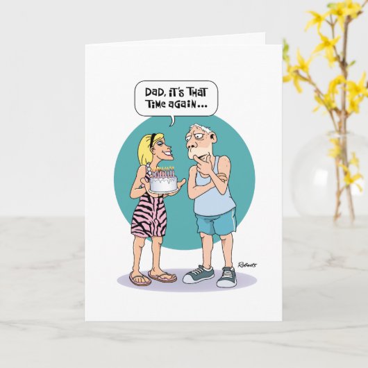 Grappige verjaardag Kaart voor papa (Gele Bloem)