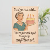 Grappige  Verjaardag Kaart voor Vrouwen-Retro Sass (Staand voorkant)