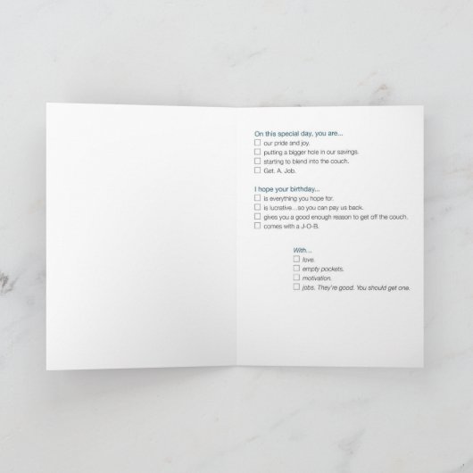 Grappige verjaardag Kaart voor zoon (Binnen)