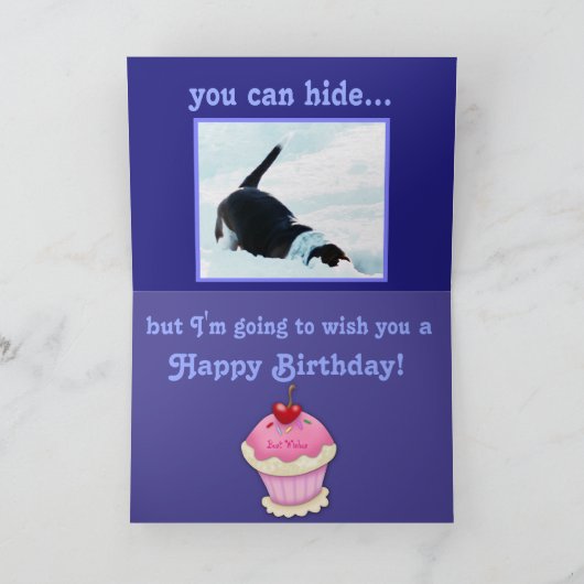 Grappige Verjaardag Kaart w / Running Basset & Cup (Binnen)