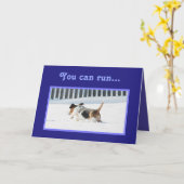 Grappige Verjaardag Kaart w / Running Basset & Cup (Gele Bloem)