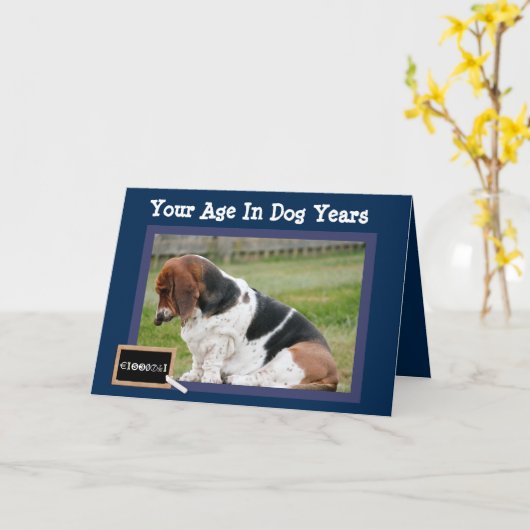 Grappige Verjaardag Kaart w / Schattigee Basset Ho (Gele Bloem)