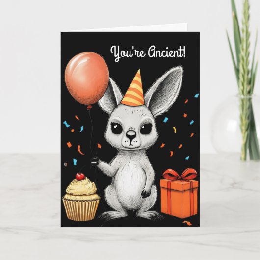 Grappige Verjaardag Kangoeroe Met Feest Pet Vector Kaart (Voorkant)
