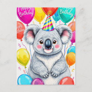 Grappige verjaardag Koala met ballonnen Sarcasme Briefkaart
