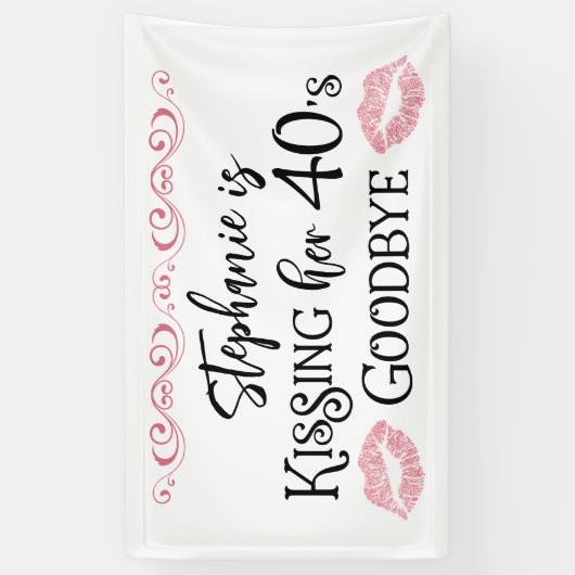 Grappige Verjaardag Kus Een Decennium Afscheid Cus Spandoek (Verticaal)