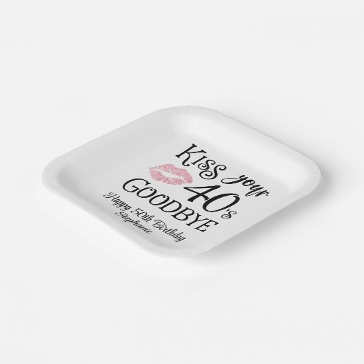 Grappige verjaardag kus je decennium vaarwel papieren bordje (Gebogen)