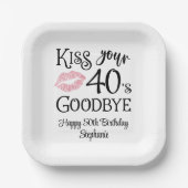 Grappige verjaardag kus je decennium vaarwel papieren bordje (Voorkant)