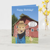 Grappige verjaardag Lab Farmer Kaart (Gele Bloem)