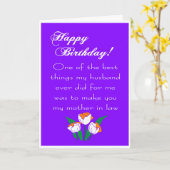 Grappige verjaardag moeder in de wet kaart (Gele Bloem)