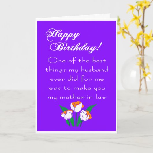 Grappige verjaardag moeder in de wet kaart (Gele Bloem)