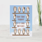 Grappige verjaardag, nieuwsgierige uilen kaart (Voorkant)