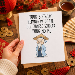 Grappige Verjaardag Oude Chinese Geleerde Yung No Feestdagenkaart