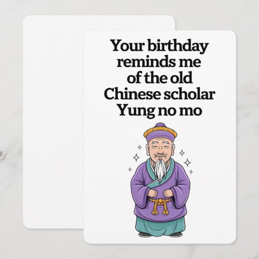 Grappige verjaardag oude Chinese geleerde Yung No  Kaart (Voorkant / Achterkant)