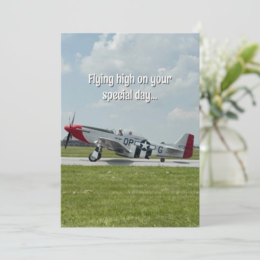 Grappige verjaardag piloot P-51 Mustang vliegtuig  Kaart (Staand voorkant)