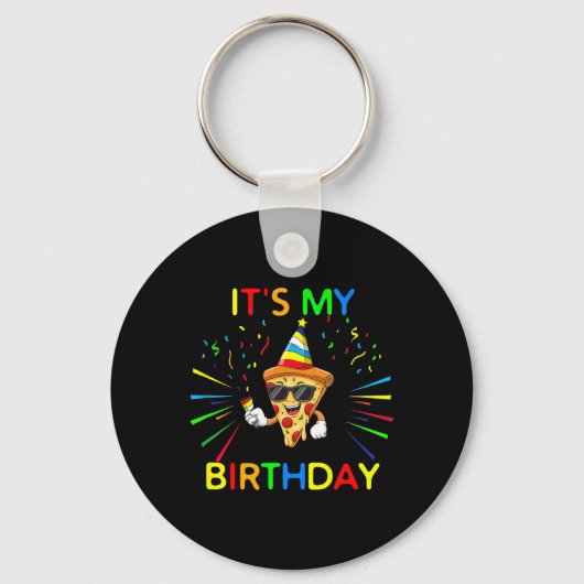 Grappige verjaardag pizza feest citaat sleutelhanger (Voorkant)