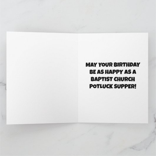 GRAPPIGE  VERJAARDAG POTLUCK AVONDMAAL KAART (Binnen)