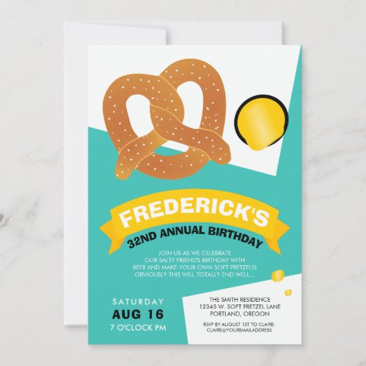 Grappige verjaardag Pretzel Party uitnodiging (Voorkant)