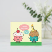 Grappige Verjaardag - Problemen met Cupcake Kaars Briefkaart (Staand voorkant)