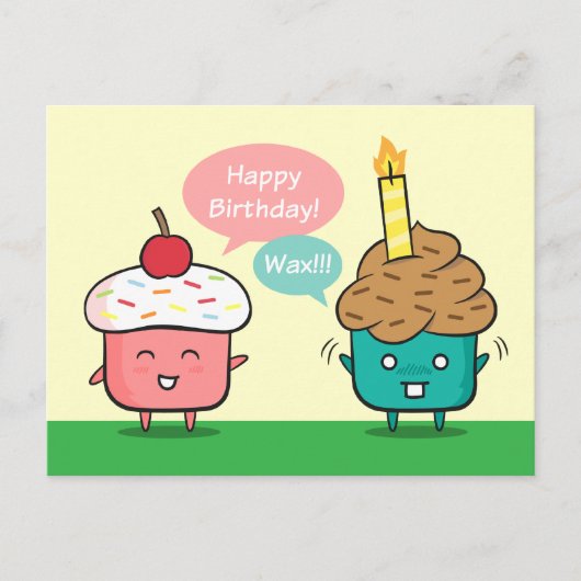 Grappige Verjaardag - Problemen met Cupcake Kaars Briefkaart (Voorkant)
