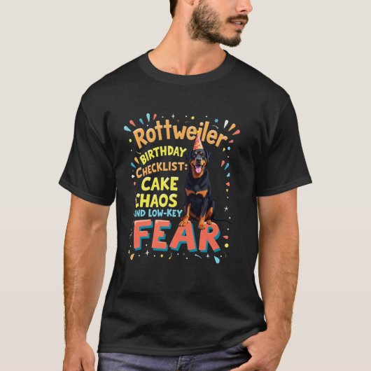 Grappige verjaardag Rottweiler hond T-shirt (Voorkant)