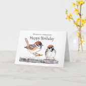 Grappige verjaardag Schattige mus vogel Kaart (Gele Bloem)