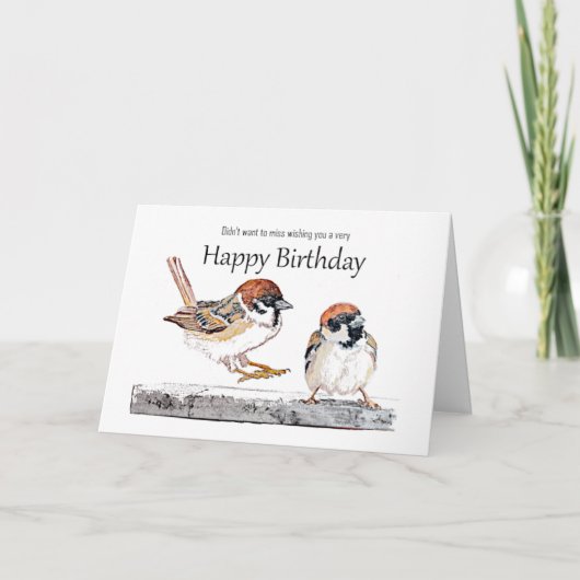 Grappige verjaardag Schattige mus vogel Kaart (Voorkant)