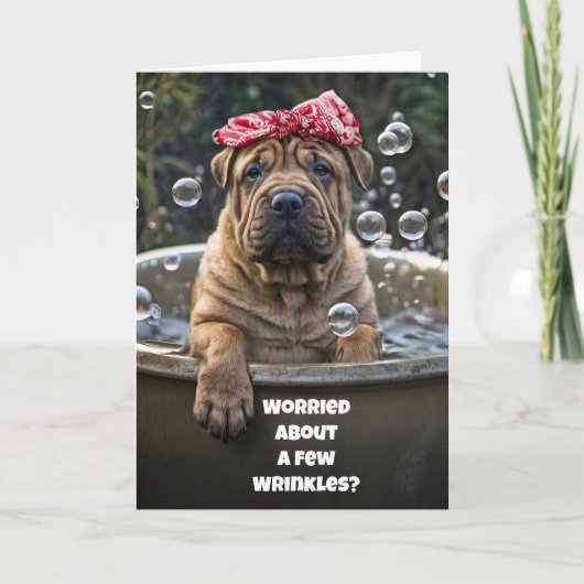 Grappige verjaardag Schattige Shar Pei Puppy Bubbl Kaart (Voorkant)