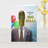 Grappige verjaardag soort van een Big Dill Pickle Kaart (Gele Bloem)