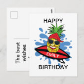 Grappige verjaardag surfen ananas briefkaart (Voorkant / Achterkant)