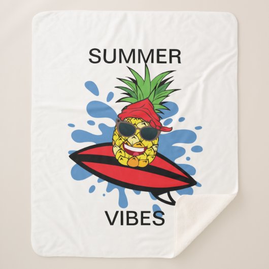 Grappige verjaardag surfen ananas sherpa deken (Voorkant)