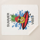 Grappige verjaardag surfen ananas sherpa deken (Voorkant (horizontaal))