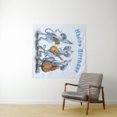 Grappige Verjaardag Tapestry Happy Musical Muisban Wandkleed (In Situ (horizontaal))