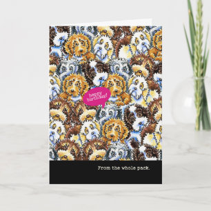 Grappige Verjaardag van de Groep Gemengde Honden Kaart